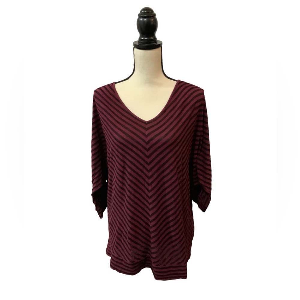 Lane Bryant Women’s Red Black Stripe Top Blouse Plus Size 18/20